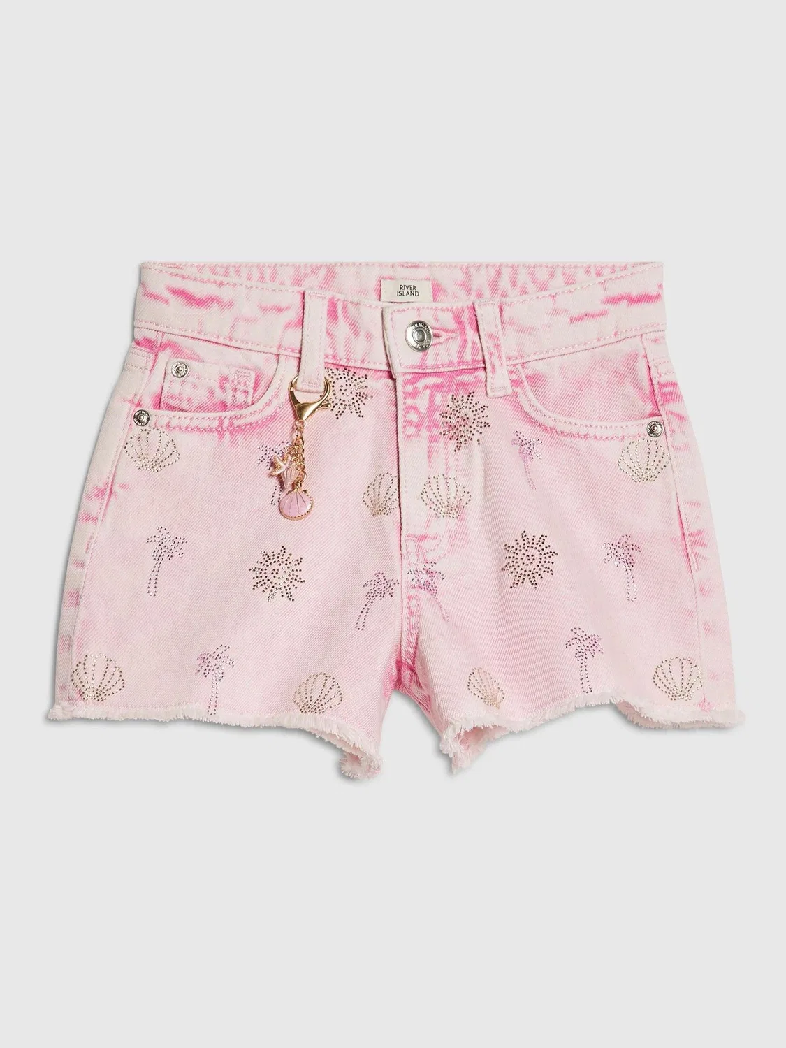 Шорты с принтом пальмы и стразами River Island, розовый