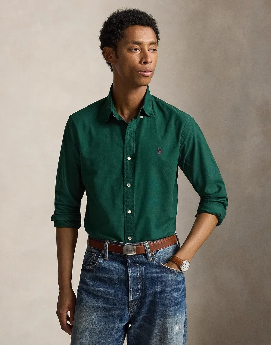 Рубашка Polo Ralph Lauren прямого кроя на пуговицах, цвет «елочка» — фото 2