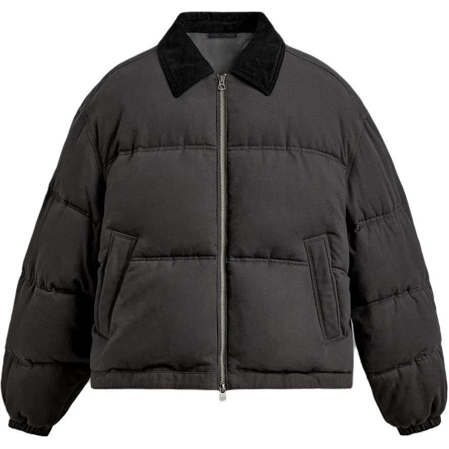Мужская куртка-пуховик с отложным воротником Gray ZARA, Серый
