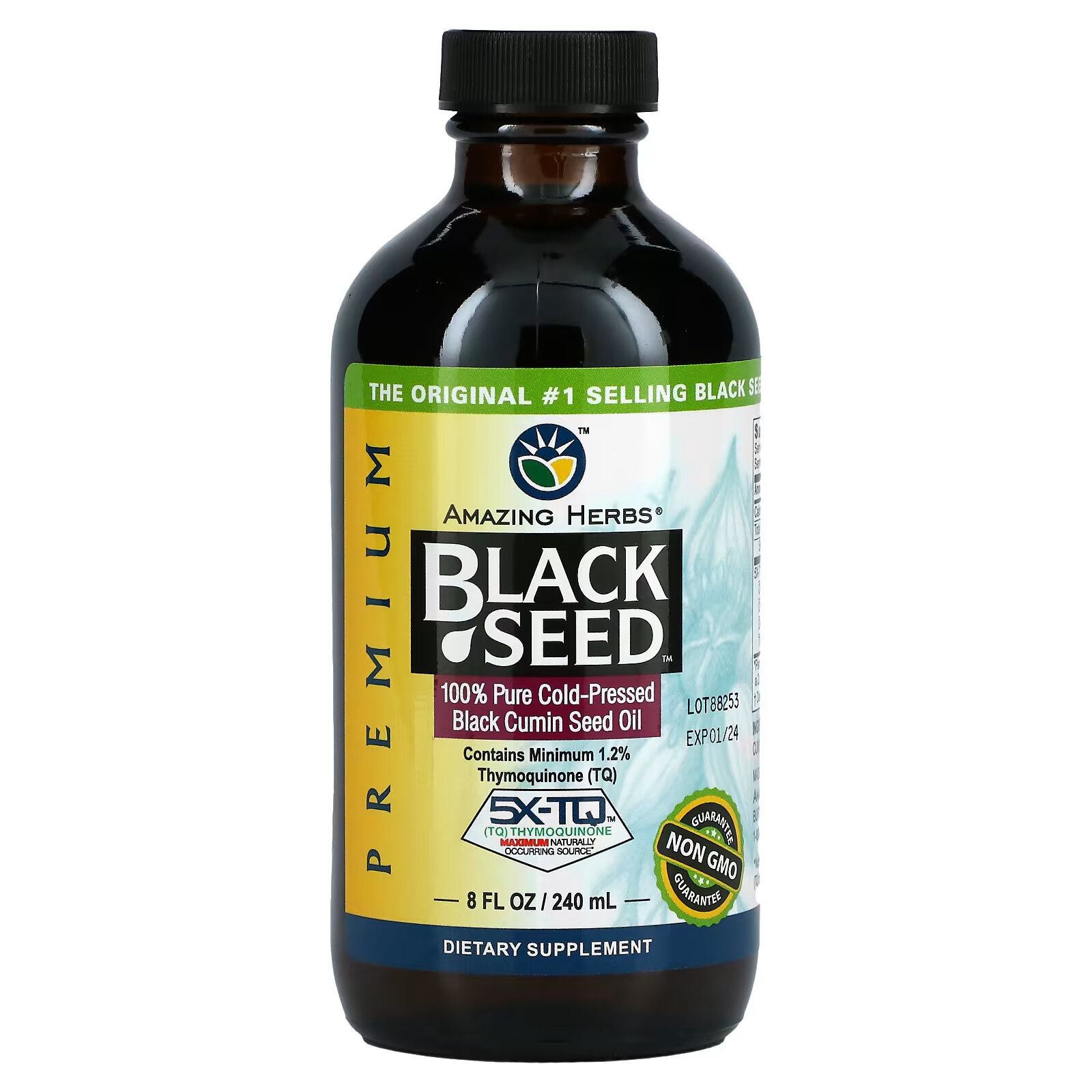 Amazing Herbs, Black Seed, 100% чистое масло холодного отжима из семян черного тмина, 240 мл (8 жидк. унции) - фото