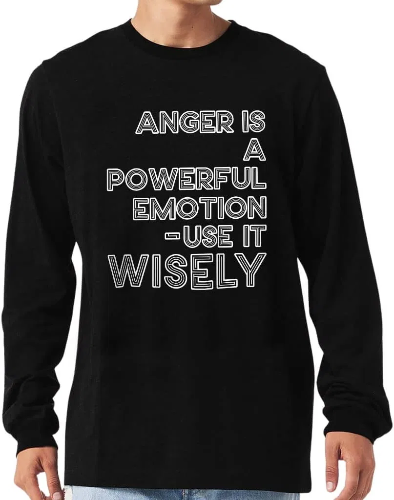 Мужская футболка с длинным рукавом с принтом Anger Is a Powerful Emotion, Black