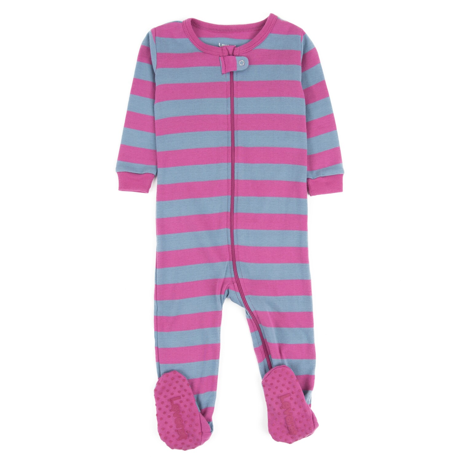 

Детские хлопковые пижамы в полоску для девочек Leveret, цвет Purple & Denim