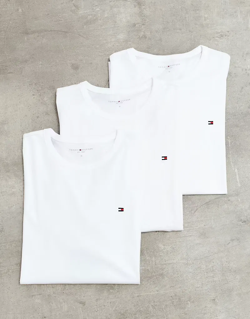 Футболка Signature Essential Flag Logo 3 шт Tommy Hilfiger, белый