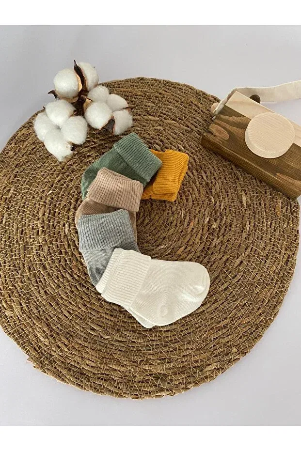 Детские носки из органического хлопка 5 пар Glory Baby, Gray Brown Mustard Benetton White — фото 2