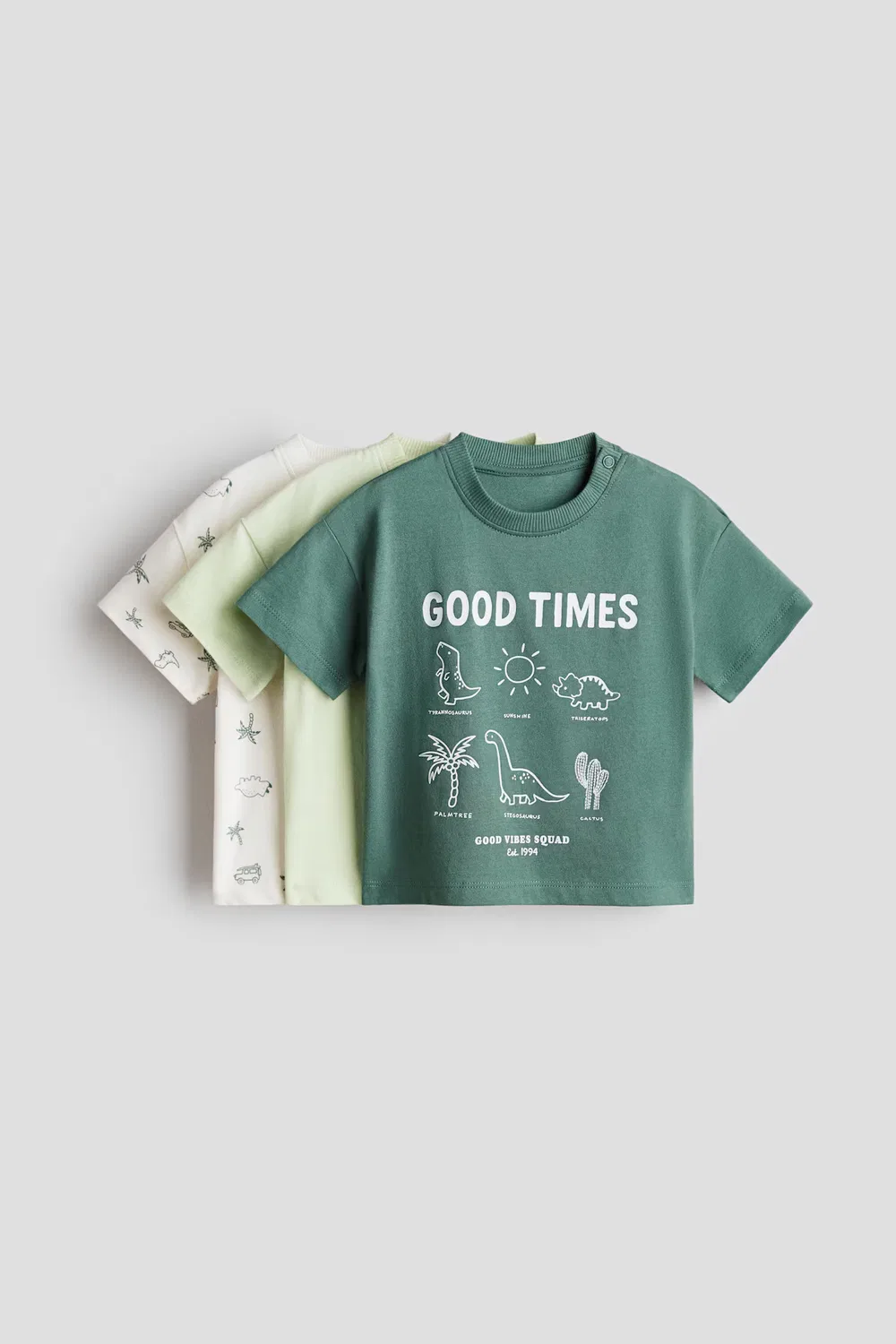 Набор из 3 хлопковых футболок H&M, Grün/Good Times