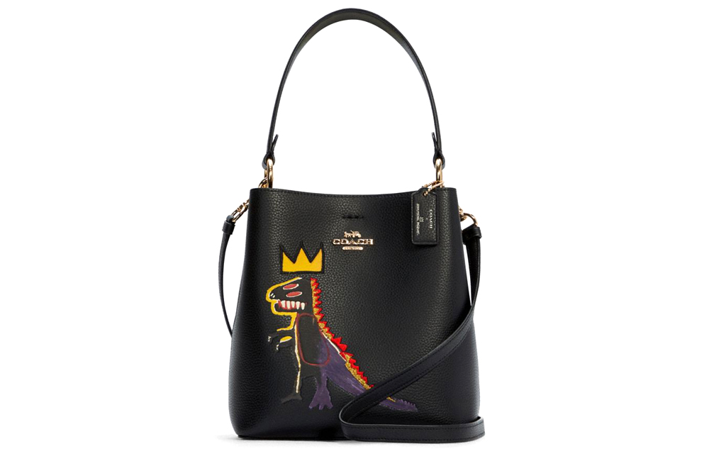 

Сумка-ведро из кожи Basquiat Collaboration Town, женская черная сумка через плечо COACH