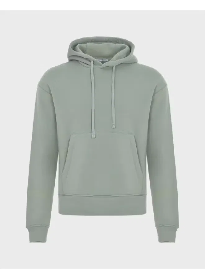 Худи свободного кроя хлопковое Zara, серо-зеленый