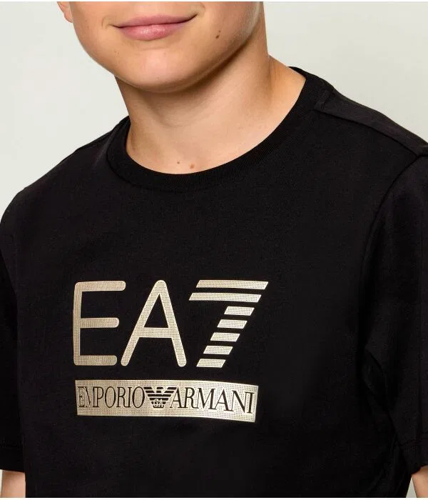 Детская футболка для мальчиков с принтом T-Shirt EA7, черный — фото 4