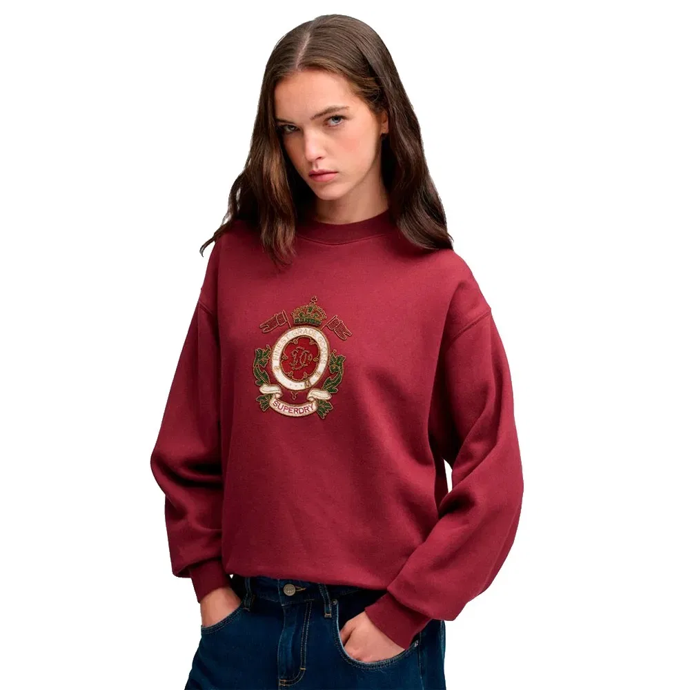 Женский свободный свитшот с вышивкой Crest Loose Crew Superdry, Red