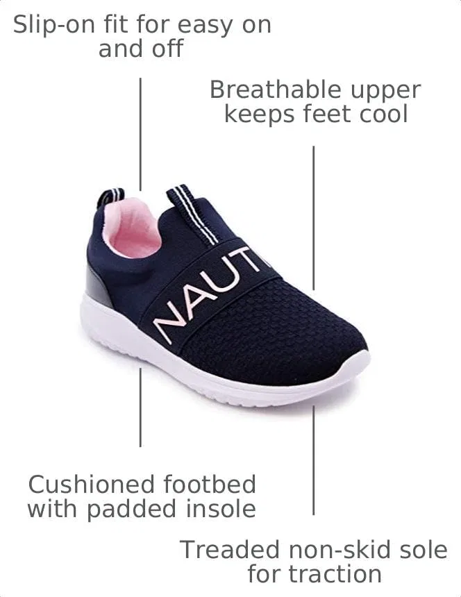 Детские кроссовки для девочек Slip-On Athletic Sneakers Nautica, Navy/Pink — фото 3