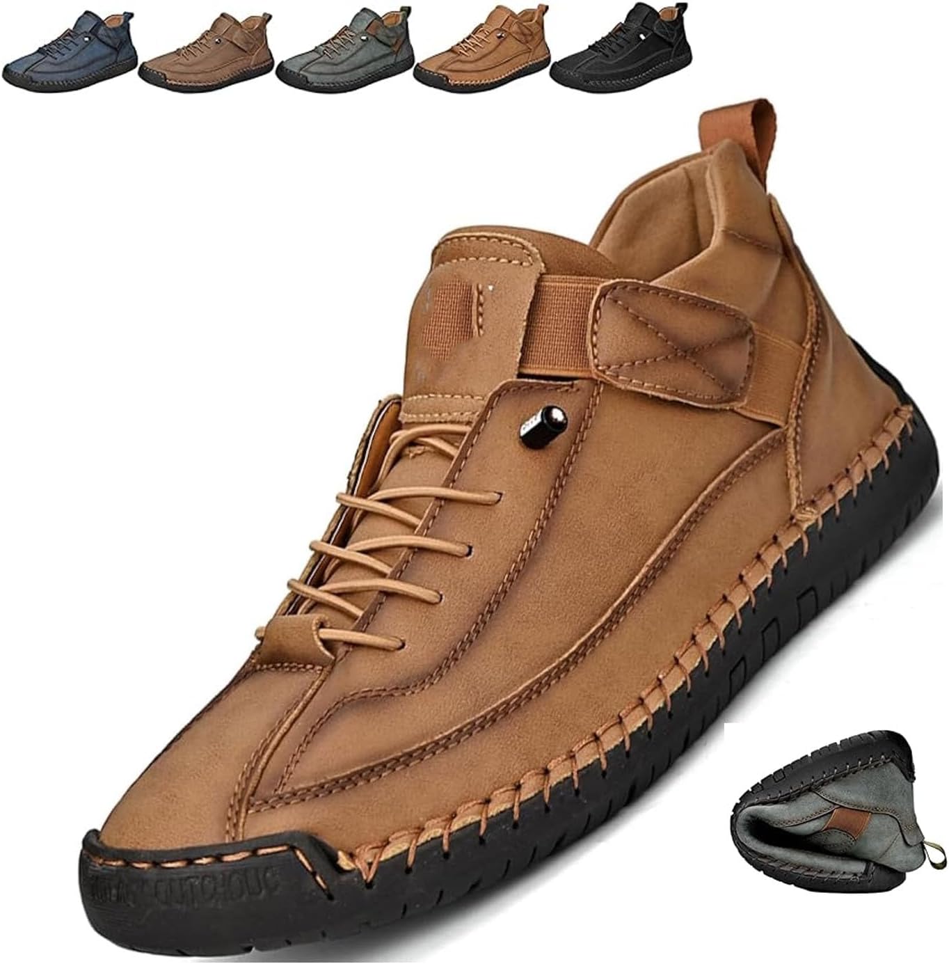 

Мужские повседневные лоферы-мокасины ручной работы, слипоны, кожаные мужские обувь ручной работы на платформе, ботинки-чукка до щиколотки, закрытый носок, походная обувь Noworfewer, коричневый