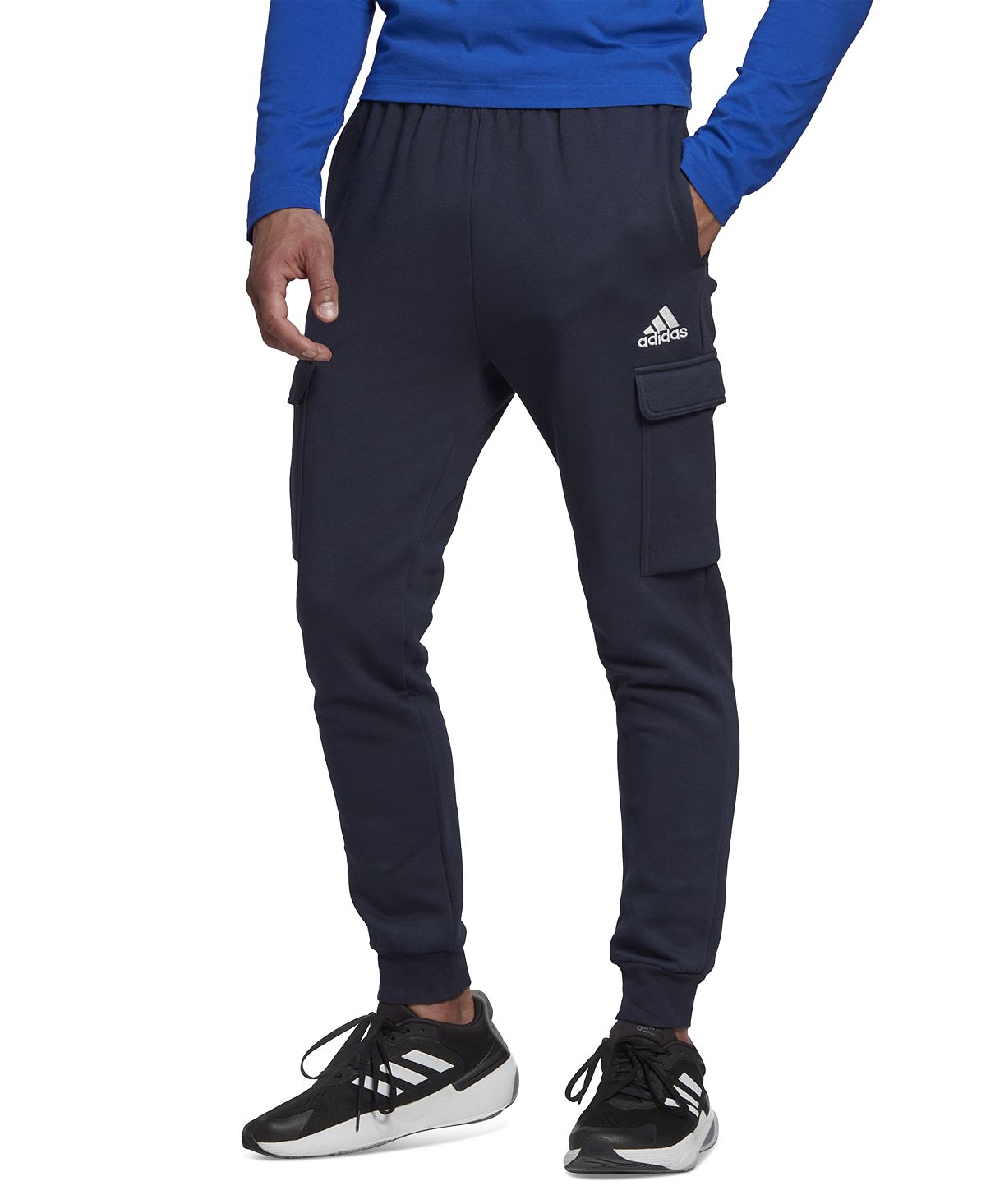 Мужские джоггеры Adidas Essentials Regular Tapered Fit Fleece Cargo, темно-синий - фото