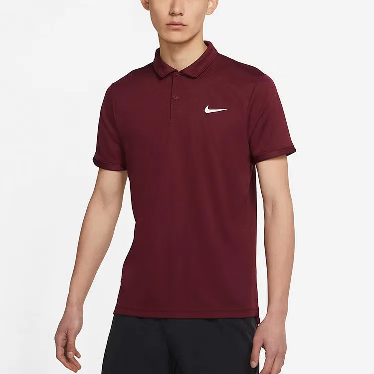 Поло спортивное с коротким рукавом Nike CW6851-638, винный красный — фото 4