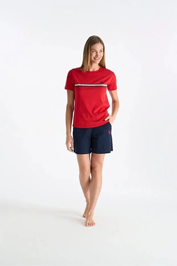 Женский комплект футболки и шорт с карманами U.S. Polo Assn., Red
