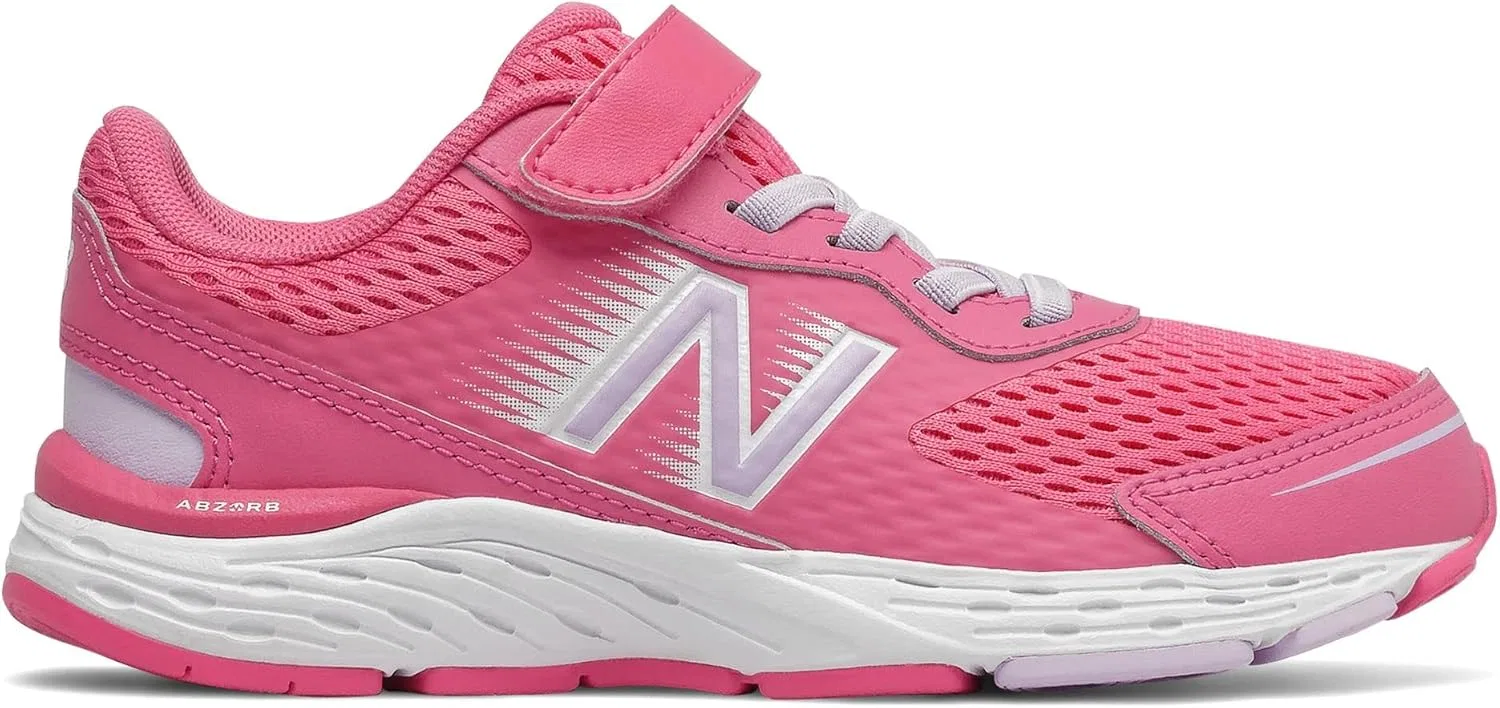 Детские кроссовки для девочек с липучкой 680 V6 New Balance, Sporty Pink/Astral Glow — фото 2