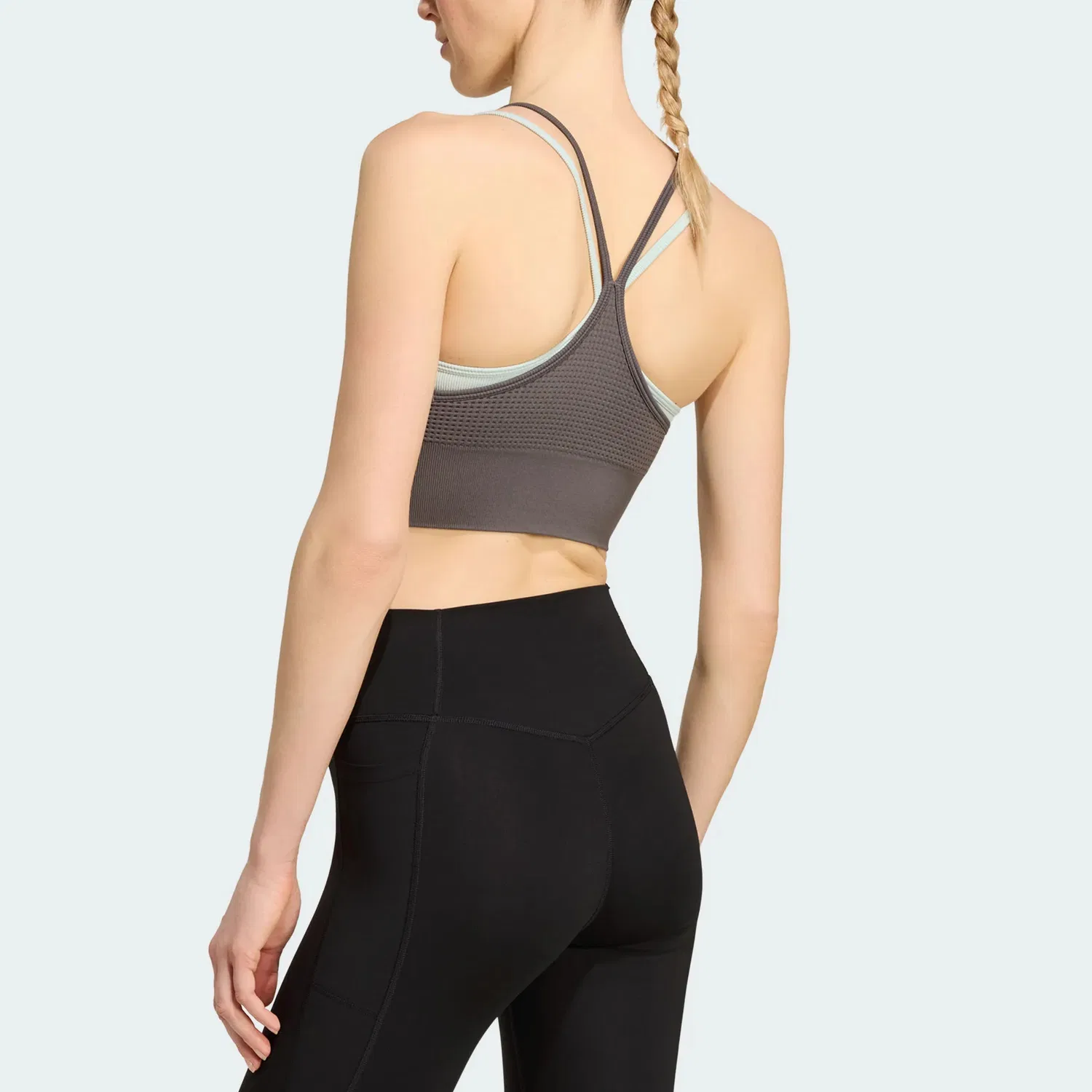 Трусы для йоги moderate, Adidas, Charcoal Gray/Light Green — фото 4