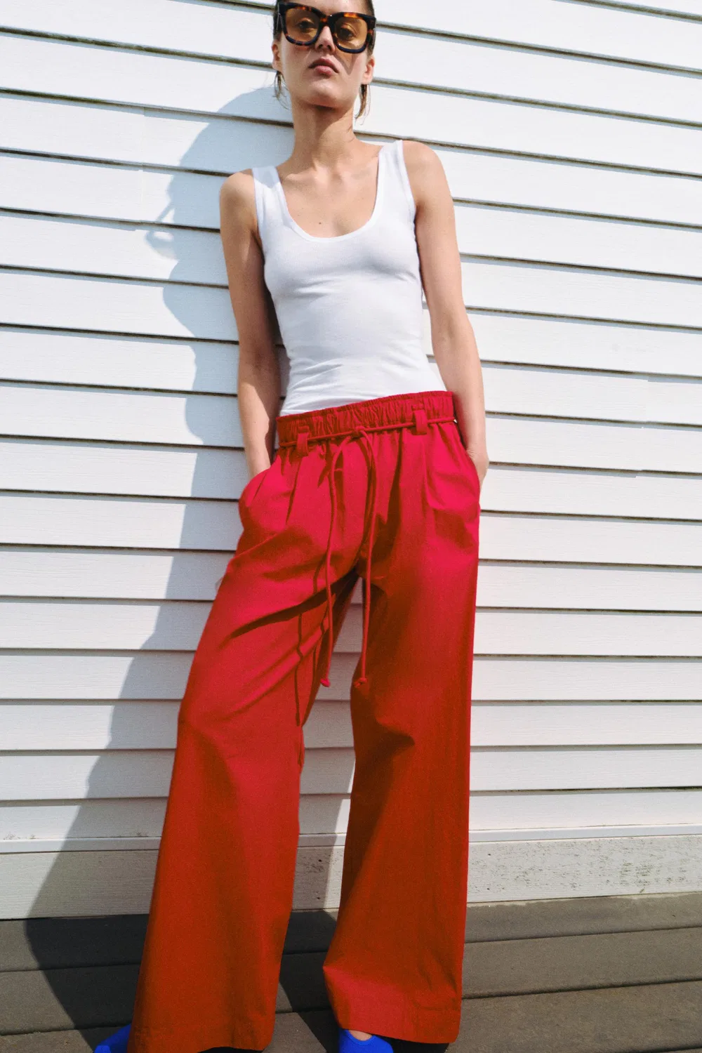 Брюки поплин из коллекции ZW ZARA, Red
