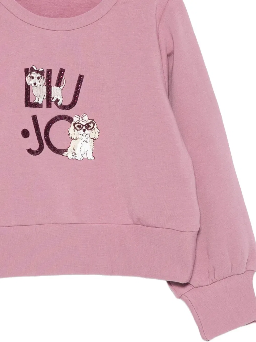 Свитшот с вышивкой в виде собаки Liu Jo Kids, розовый — фото 3