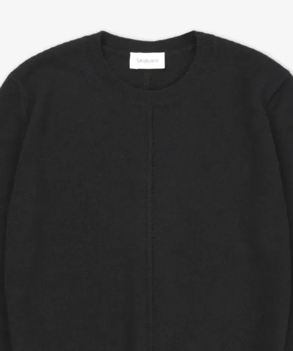 Свитер с ажурным узором, круглый вырез, 808069yall21000, Saint Laurent, черный — фото 3