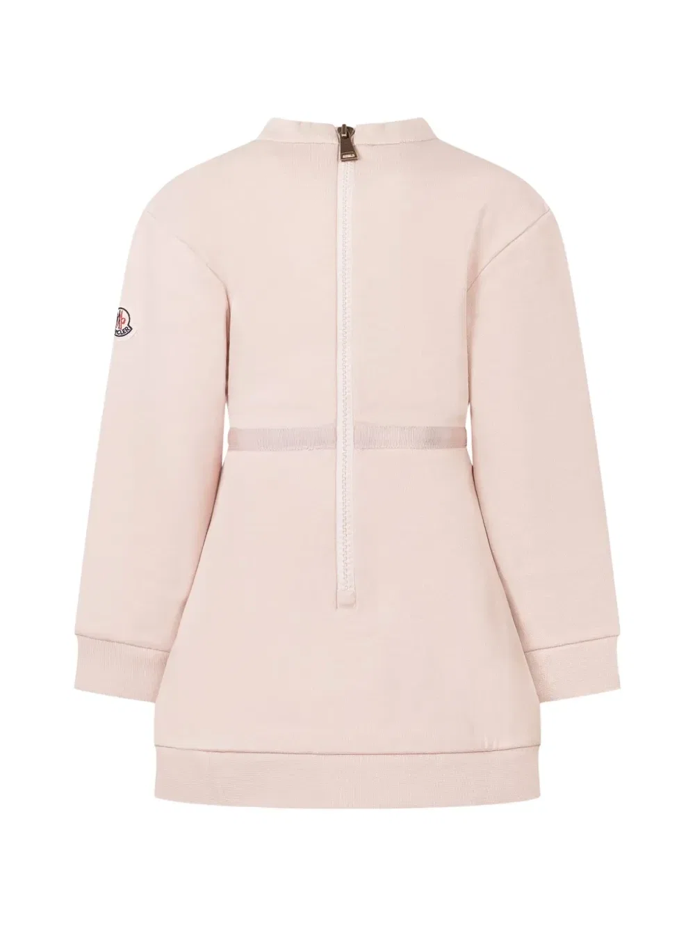 Плиссированное платье с нашивкой-логотипом Moncler Enfant, бежевый — фото 2