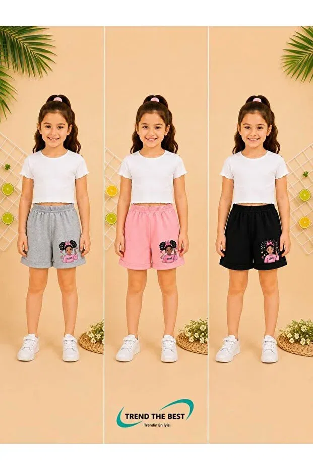 Детские шорты для девочек с принтом Trend The Best Trendin En Iyisi, Multicolor — фото 2