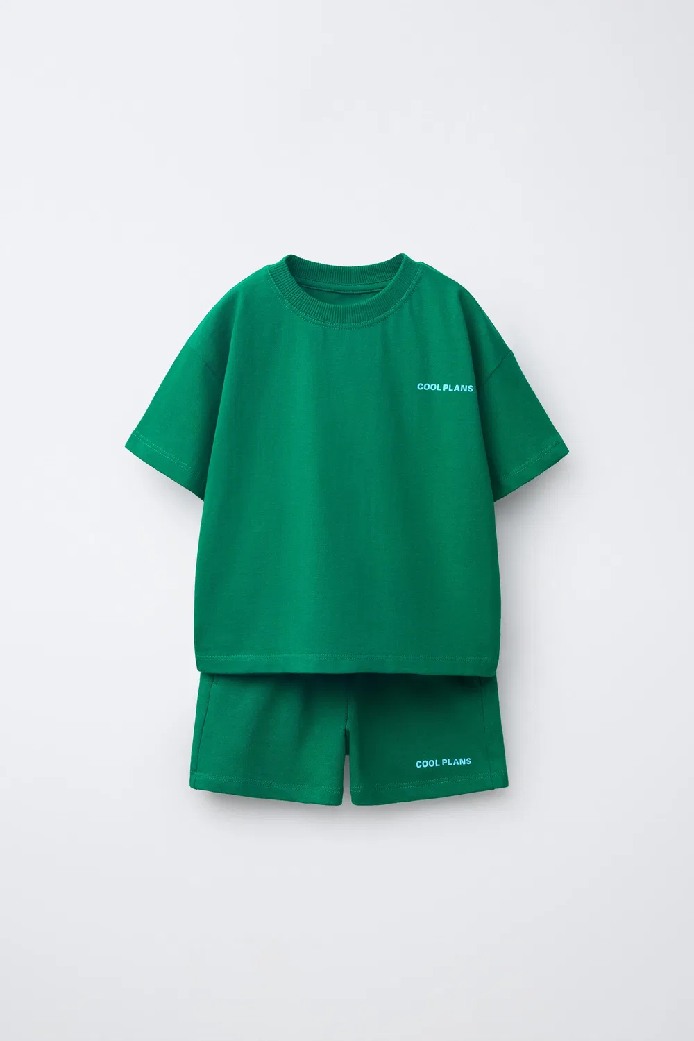Комплект из спортивной футболки и шорт-бермуд с принтом в виде слогана ZARA, Green