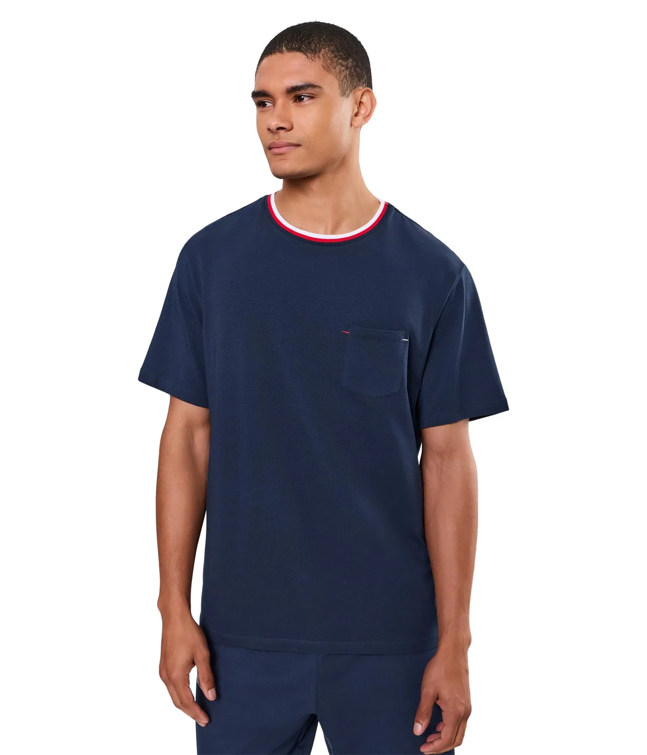 Пижамная майка с контрастным вырезом Lacoste, Navy Blue