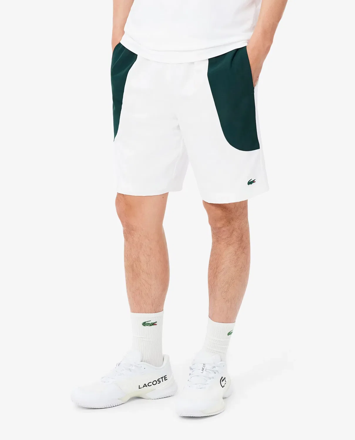 Мужские шорты спортивные водоотталкивающие с цветными блоками Lacoste, Verde — фото 3