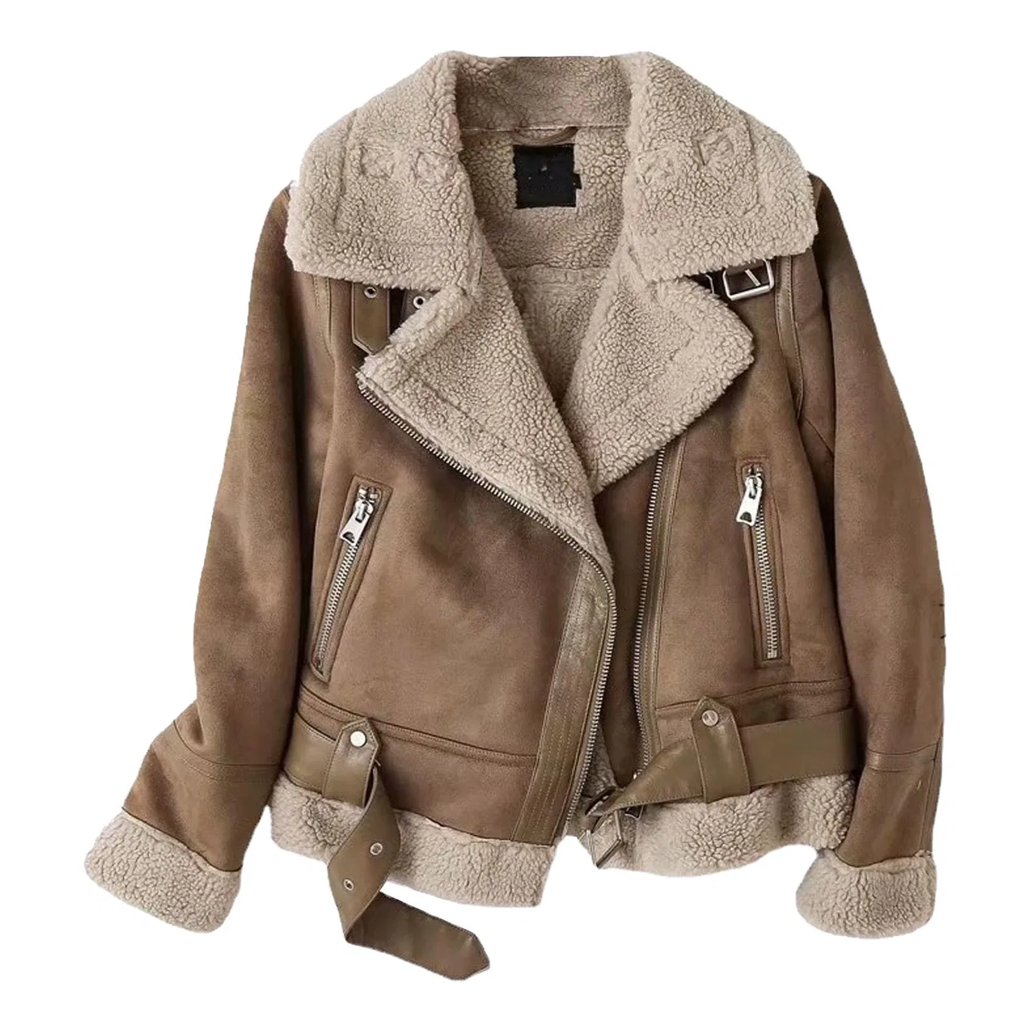 Женское зимнее пальто с подкладкой из искусственной кожи, модель Fashion Winter Coats, dark khaki