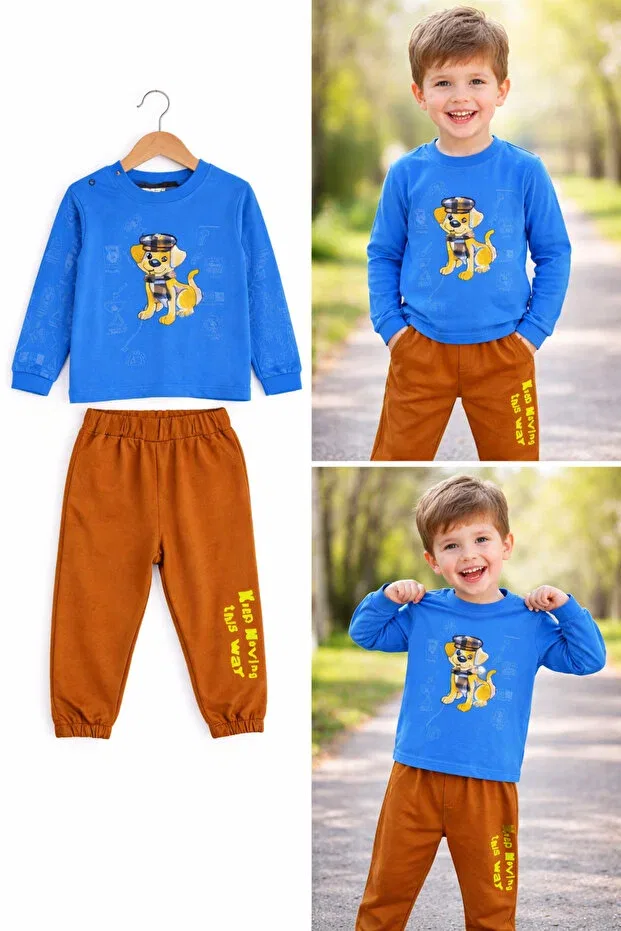 Детский комплект из свитшота и брюк хлопковый Colorful printed 1st edition quality cotton baby boy set Vinezza, Multicolor