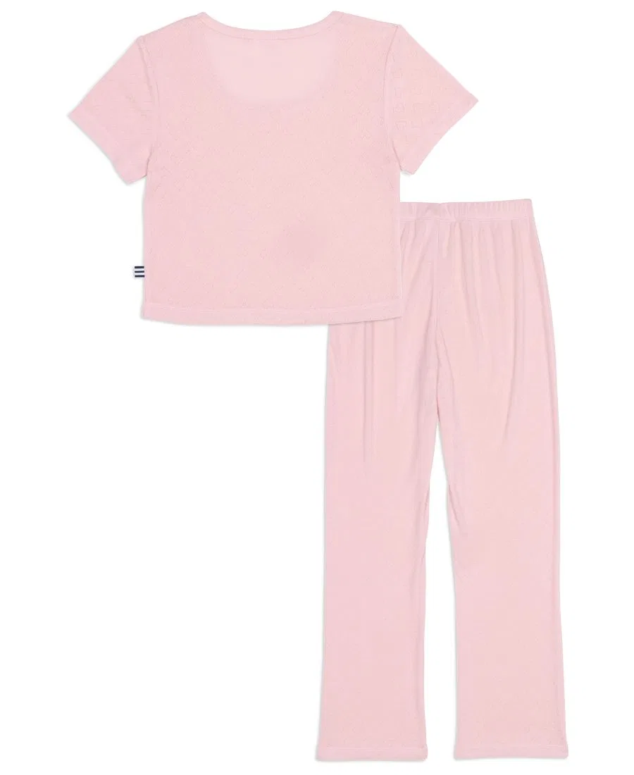 Комплект из футболки и брюк с кружевным узором Splendid, Light Pink — фото 2