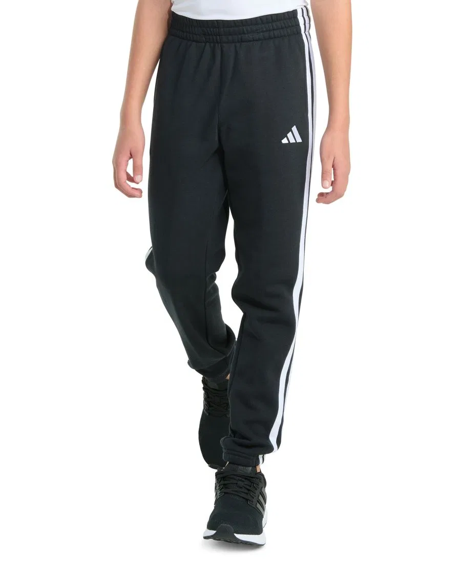 Детские спортивные брюки с флисом, манжетами и полосками adidas, Black