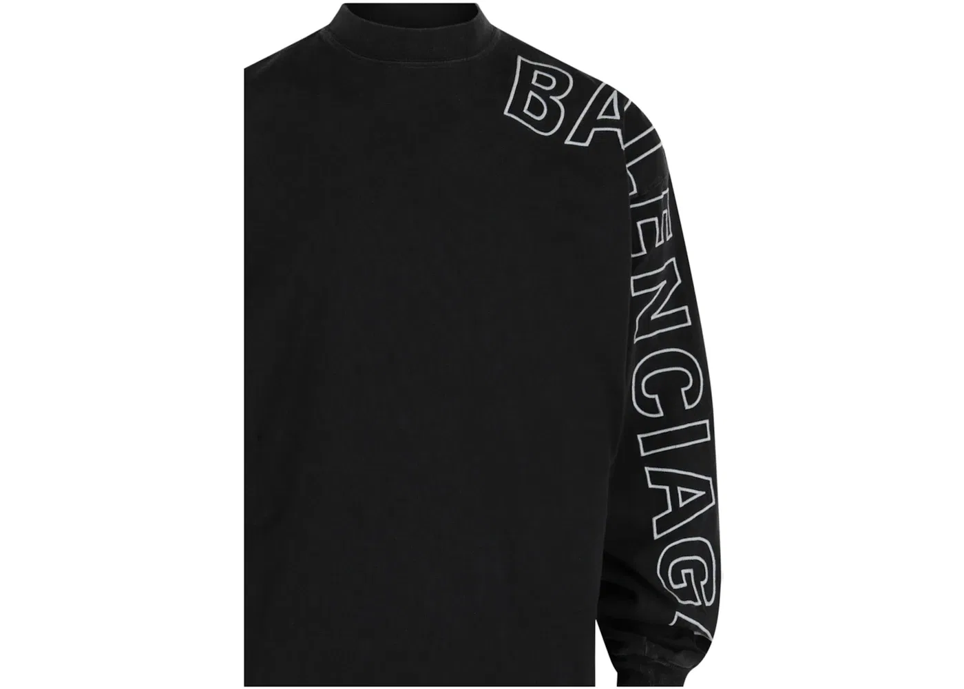 Мужская футболка с вышивкой с длинным рукавом Balenciaga, Washed Black White — фото 3