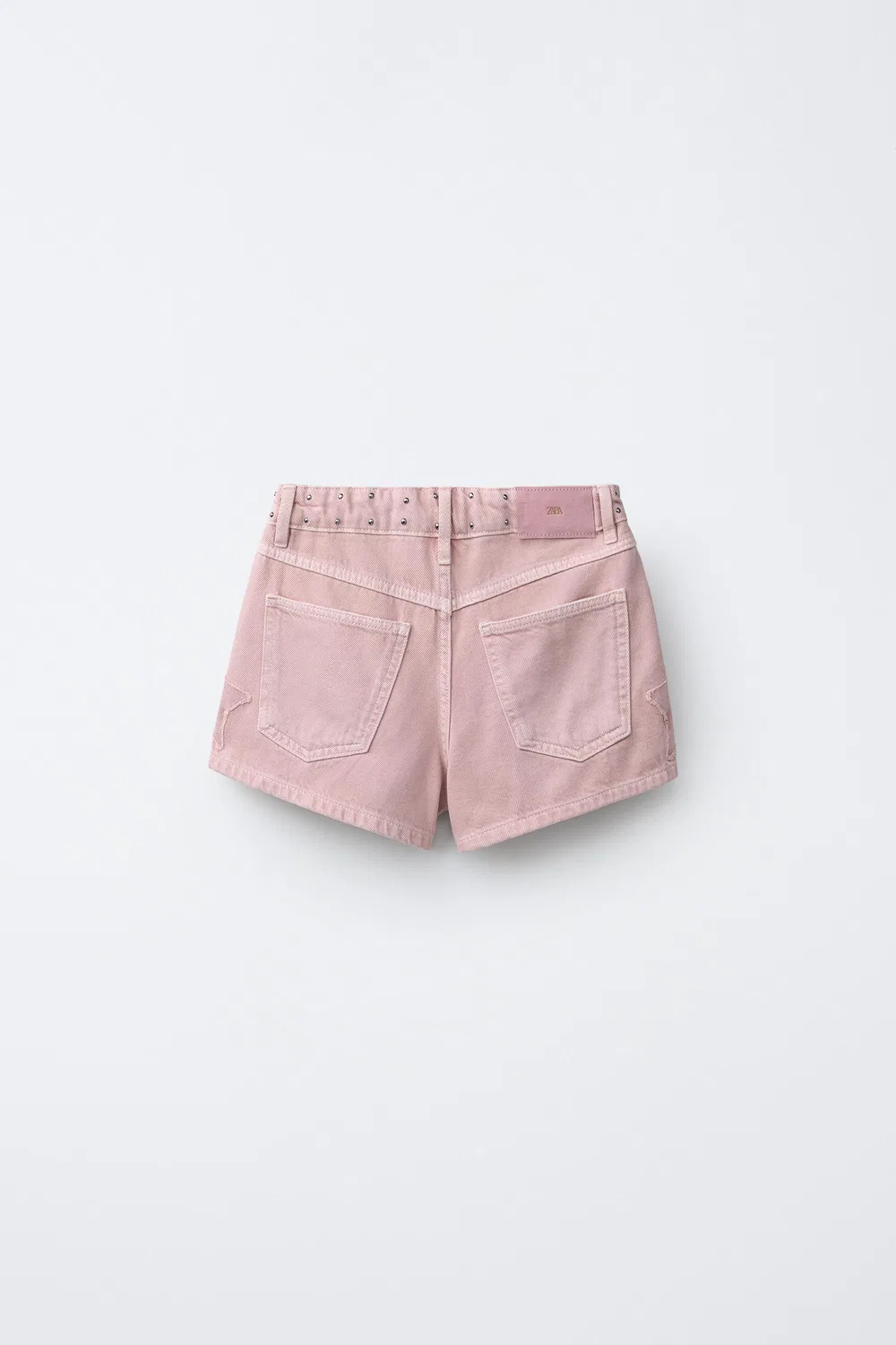 Джинсовые шорты-бермуды с нашивкой в виде звезды и заклепок ZARA, Pink — фото 2