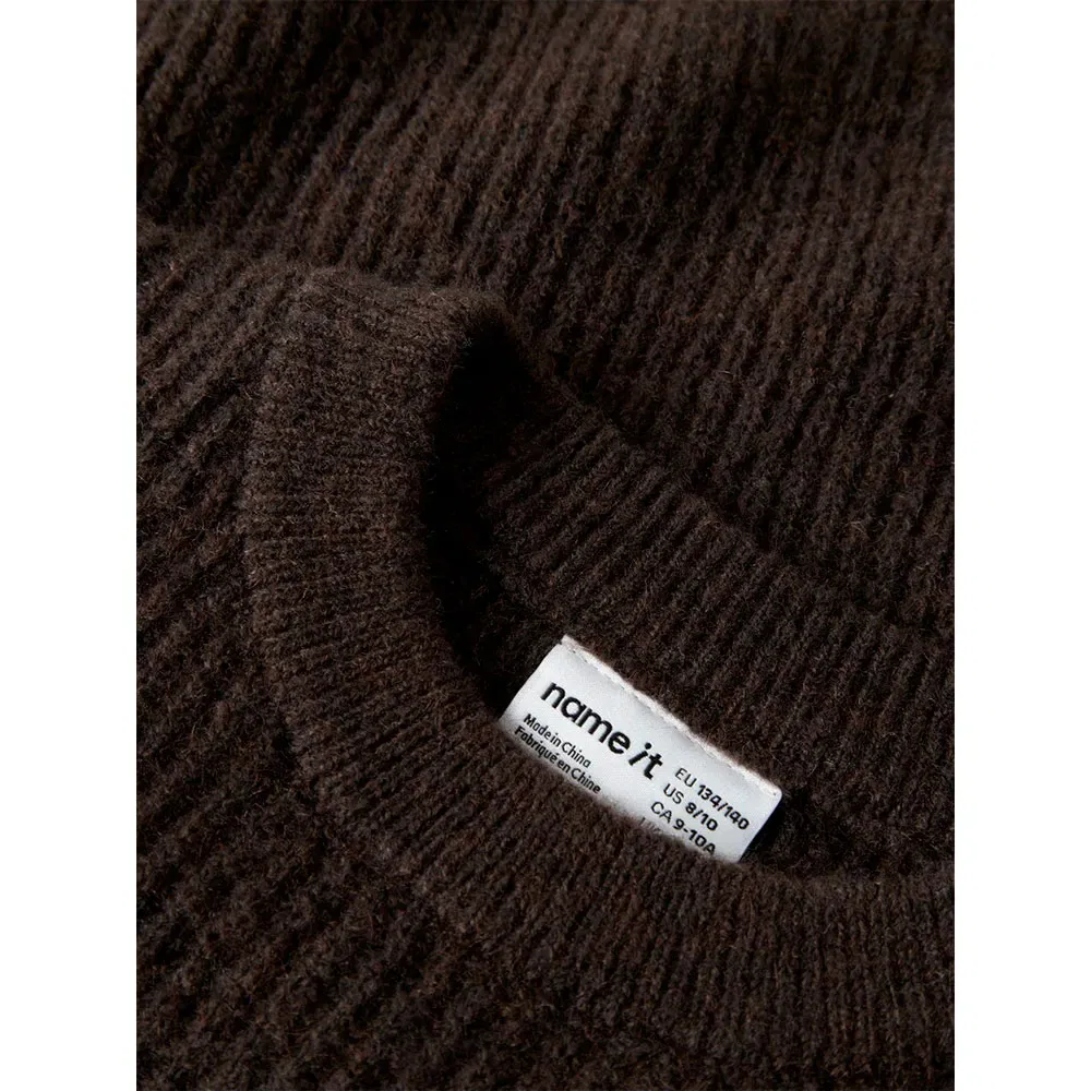 Детский свитер для девочек с круглым вырезом Holly Boxy Knit Name it, Brown — фото 3