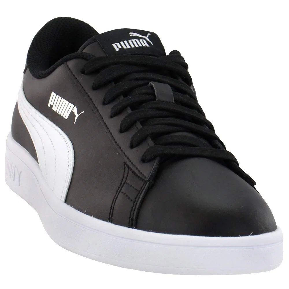 Детские кроссовки для мальчиков с замшевым верхом PUMA Smash 2, Large Black White — фото 3