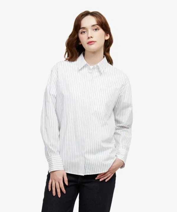 Рубашка Lacoste в полоску, свободного кроя, белый