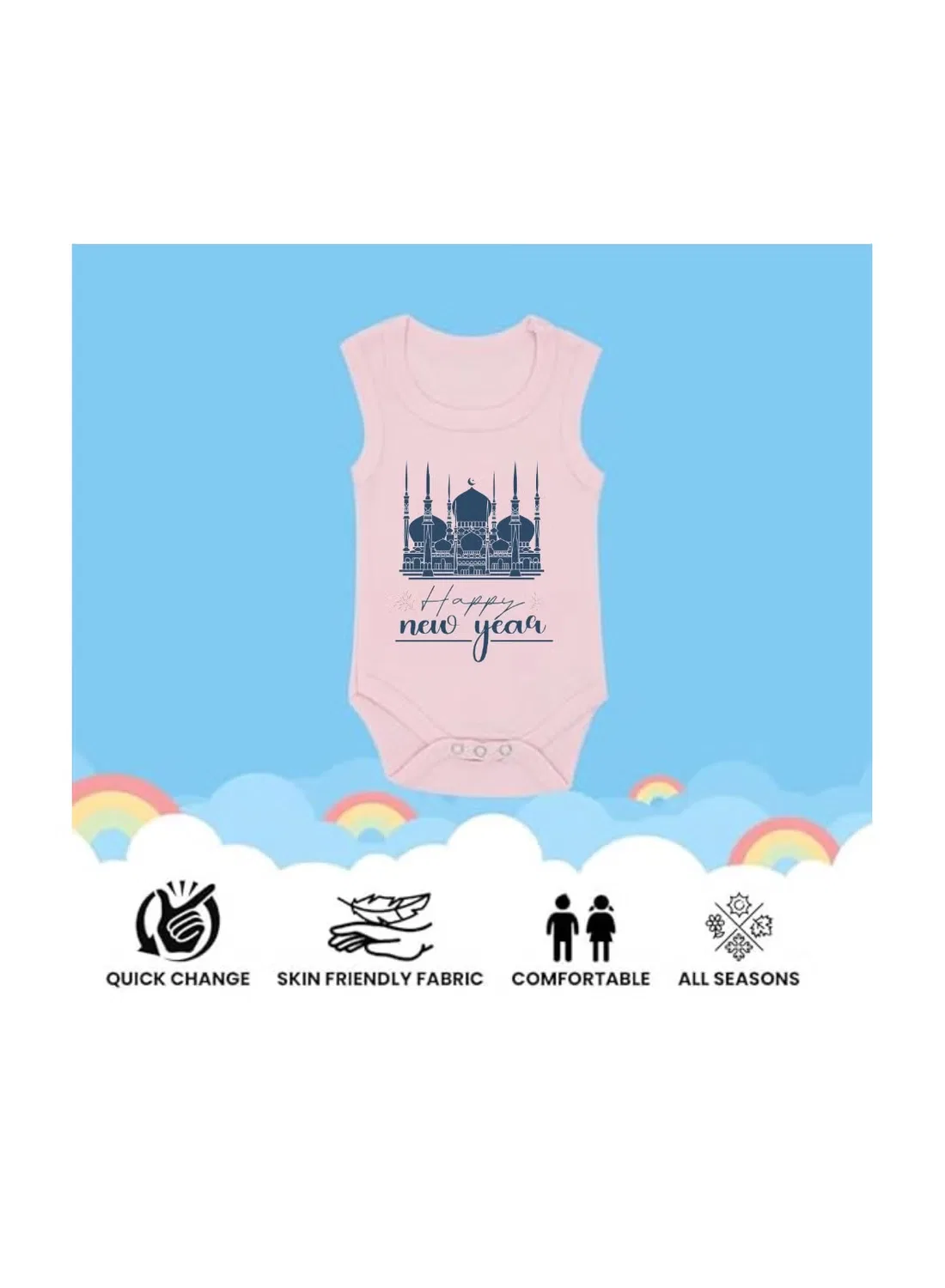 Боди-комбинезон без рукавов Abu Dhabi New Year's Printshop4Me, розовый — фото 4