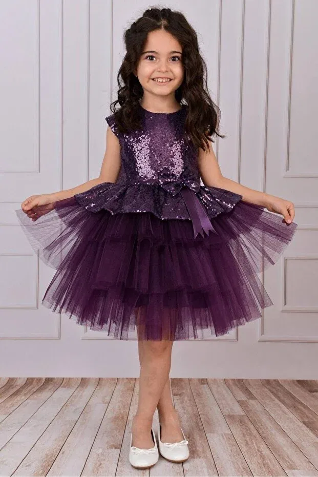 Детское платье для девочек с принтом Birthday Mixie, Purple