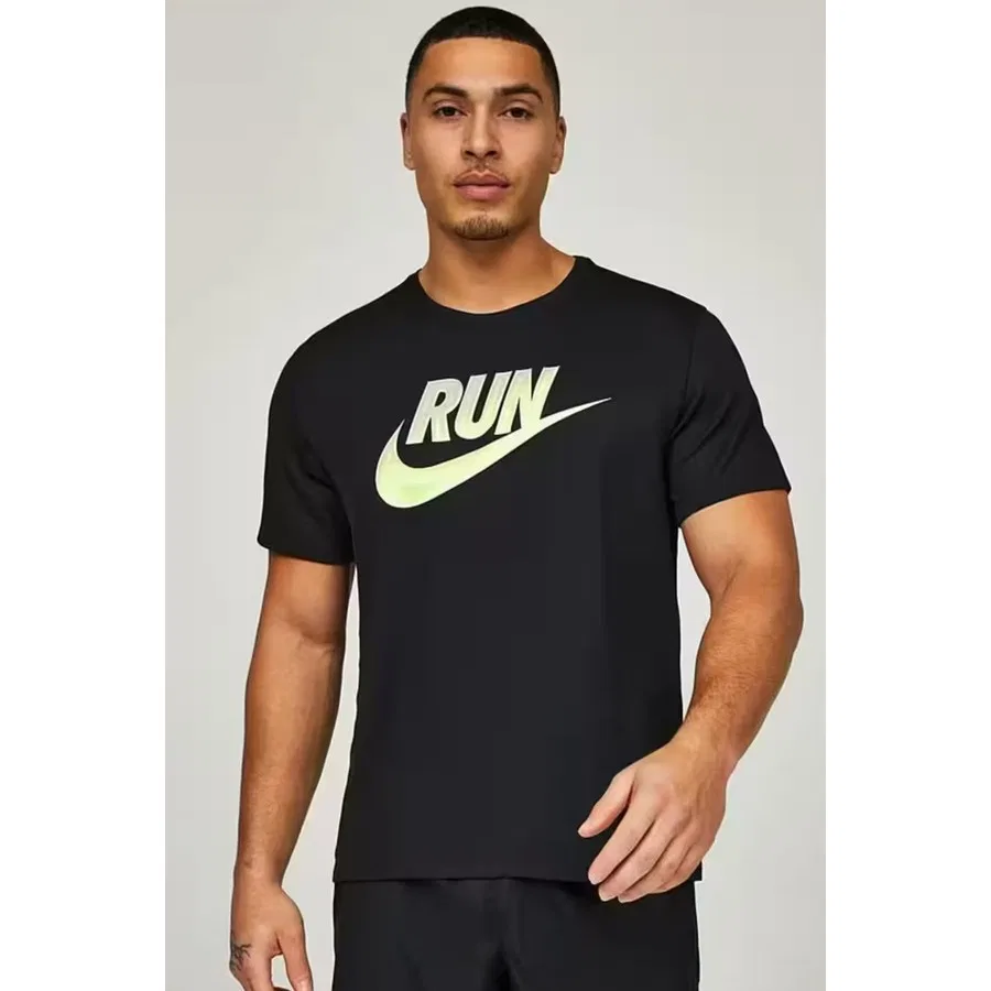 Футболка спортивная с принтом Run Energy Miler SS Nike, Черный