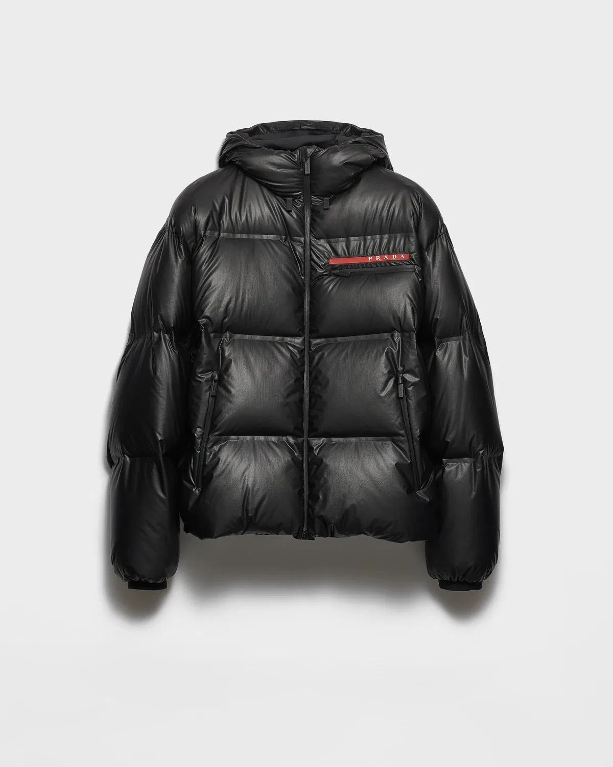 Пуховик с капюшоном, черный Prada