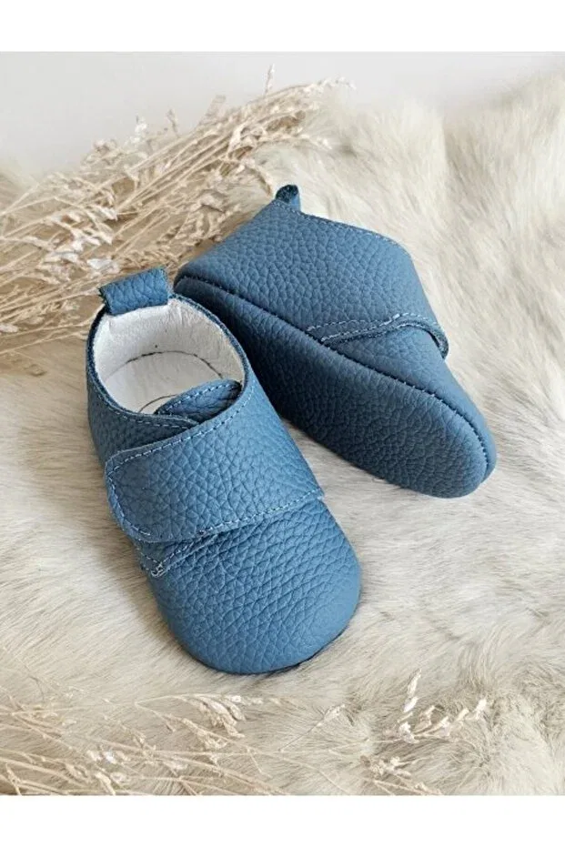 Детские ботинки для девочек кожаные Blue genuine leather velcro baby shoes Hodore, Jeans Blue — фото 4