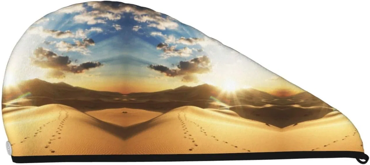 Шапочка для душа Microfiber Hair Towel, UNIOND, Golden Desert Bright Sunshine Print, 10.6 x 25.5 дюймов