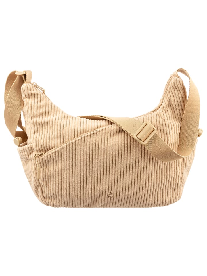 

Prato Классическая сумка через плечо SC10 из вельвета с широким рубчиком светло-бежевого цвета