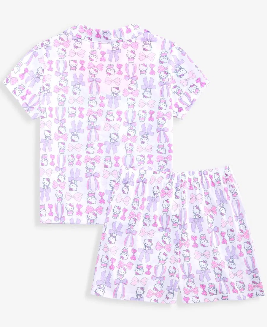 Комплект пижамы Hello Kitty с кнопками, с коротким рукавом, 2 предмета Hello Kitty, White Print — фото 2