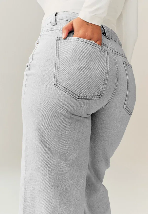 Брюки джинсовые Wide leg Next, grey, серый — фото 4