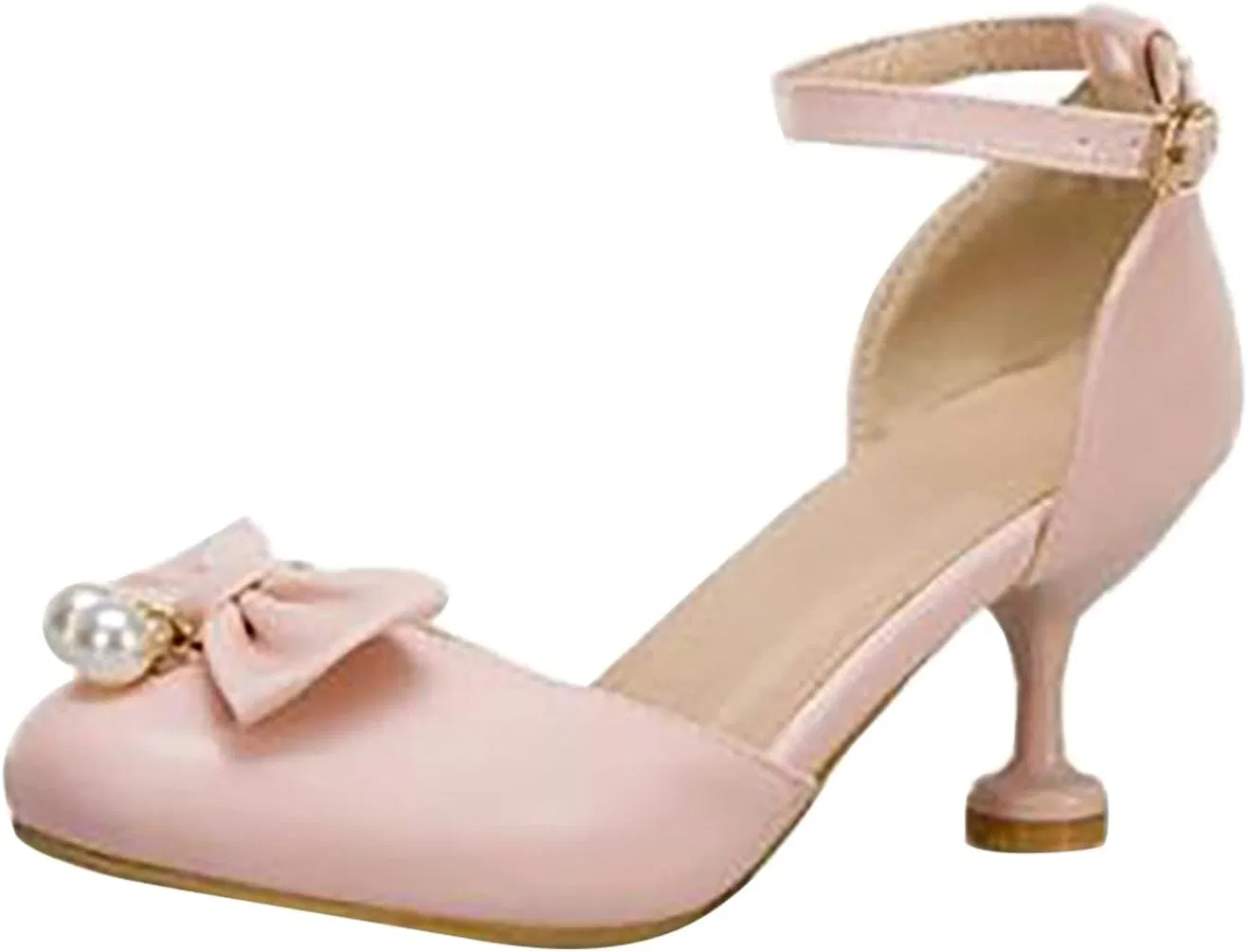 Детские туфли для девочек с бантом и жемчугом Mary Jane Princess Dress Shoes, Pink