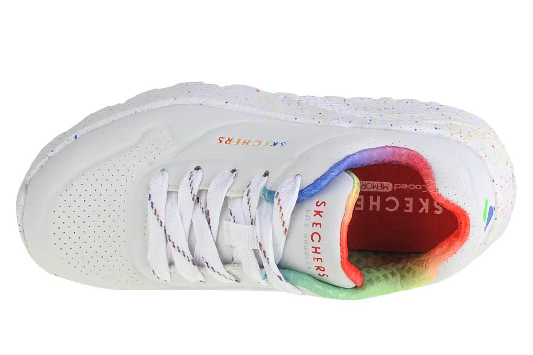 Детские кроссовки для девочек с принтом Uno Lite Rainbow Speckle Skechers, Weiss — фото 3
