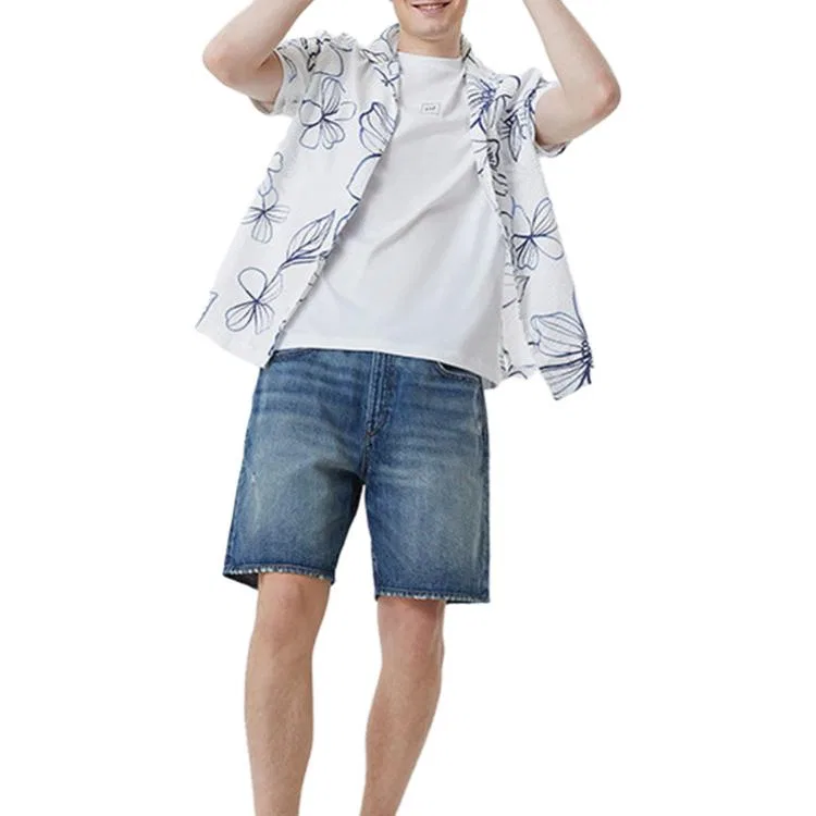 Рубашка с цветочным принтом, GAP, Blue Floral Print — фото 3