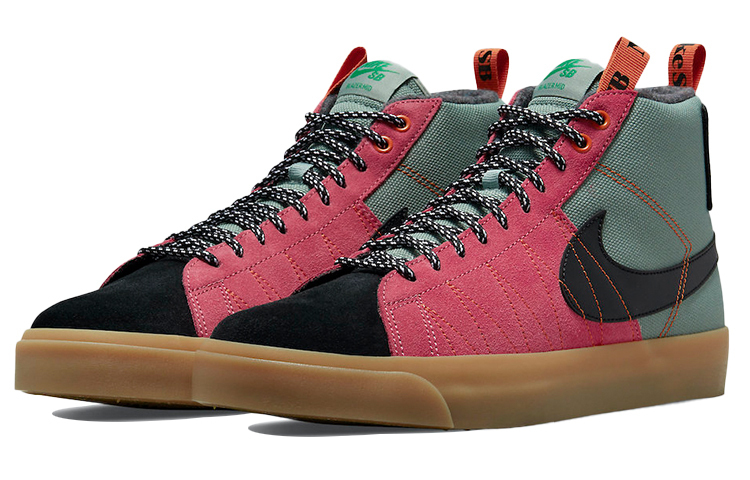 Кроссовки Nike SB Blazer Mid Premium, розовый/зеленый — фото 3